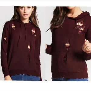 Forever 21 Distressed Hole Hoodie